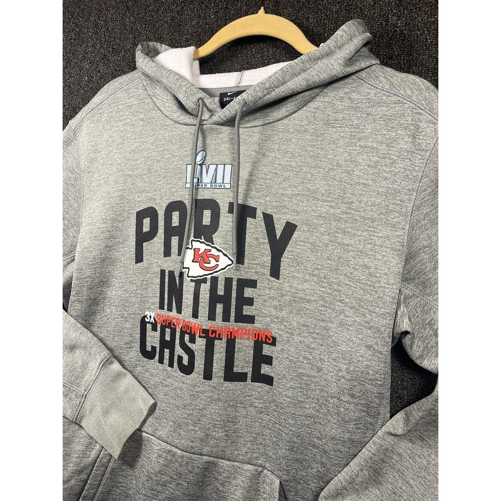 Nike Chiefs Super Bowl LVII Party in the Castle Dri-FIT Hoodie Mens M Gray